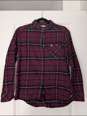 Jack Wills Womens Burgundy Plaid Button-Down Shirt, UK size 8